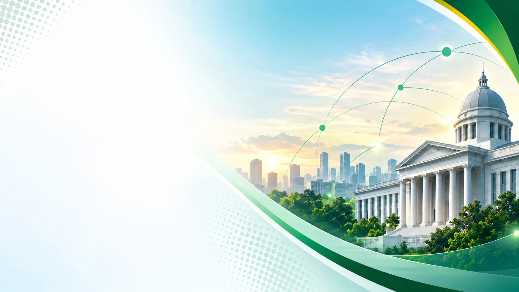 Government building connected to a digital network