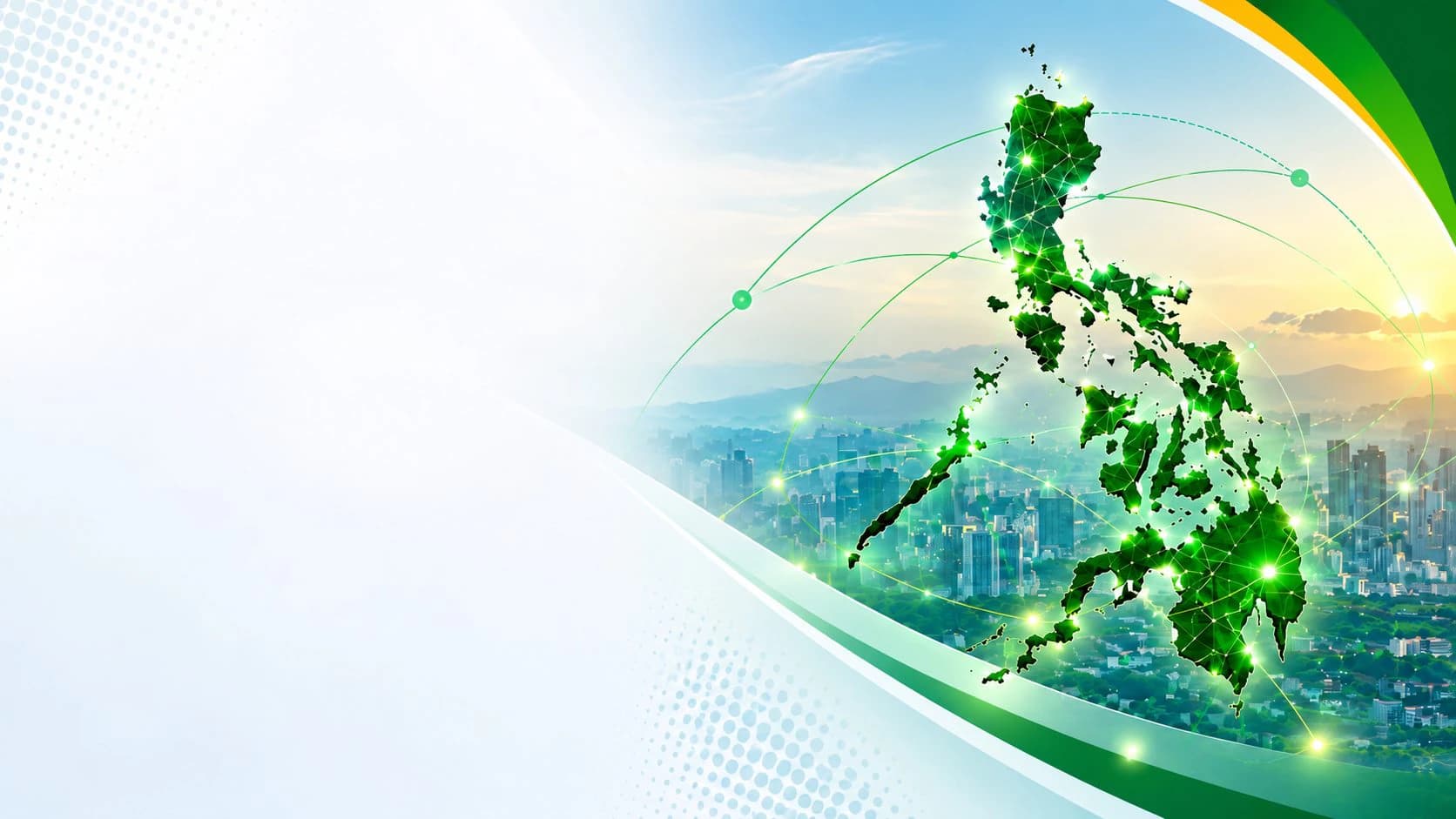 Map of the Philippines formed by connected green data points